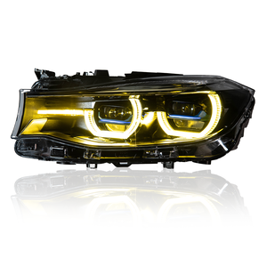 ไฟหน้ารถยนต์ AKD สำหรับ BMW ซีรีส์ 3 GT - F34 แบบ Angel Eye สีเหลืองขาว สไตล์เลเซอร์ พร้อมชุดเลนส์ LED คู่ - Product Image 6
