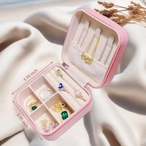 Caja Organizadora de Joyería de Lujo al por Mayor, Mini Estuche para Aretes, Collares y Anillos con Cierre y Espejo, Caja de Regalo para Joyería - Product Image 2