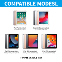 Coque avec clavier multi-touch pour iPad 9ème génération, rétroéclairage à 7 couleurs, rotatif à 360 ° pour iPad 8ème 7ème Air 3 Pro 10.5
