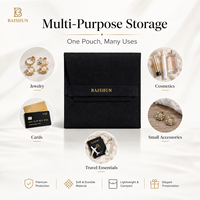 Pochette en microfibre multi-usages avec rabat, pour bijoux, cosmétiques, petits accessoires, essentiels de voyage, cartes, durable