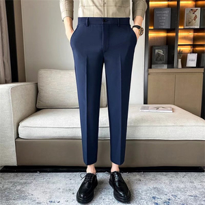 <span class=keywords><strong>Pantalon</strong></span> <span class=keywords><strong>de</strong></span> <span class=keywords><strong>costume</strong></span> d'été slim pour hommes sans repassage Petit <span class=keywords><strong>pantalon</strong></span> habillé <span class=keywords><strong>Pantalon</strong></span> décontracté à neuf points - Product Image 2