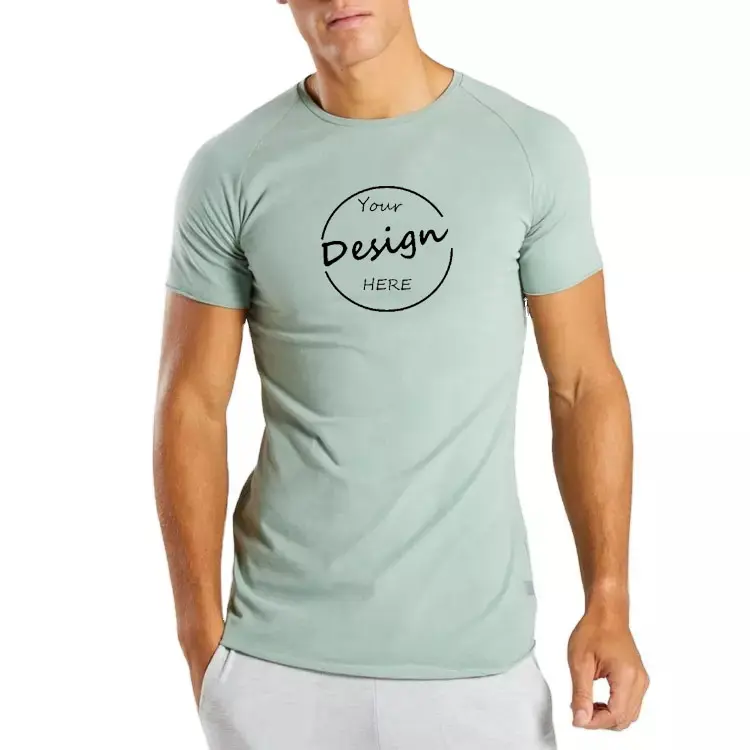 T Shirt Pria Slim Fit Gym Jogging Yoga Lari T Shirt Kain Cepat Kering dengan Harga Murah dari Pabrik Besar