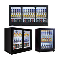 Bar Counter Beer Cabinet Commercial Stainless Steel Refrigerated Display Cabinet Beverage Cooler Bar Sliding Door Drink Fridge