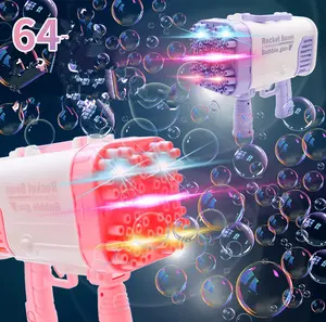 Vendita calda 64 fori LED bubble gun bazooka ricarica gatling soap bubble gun giocattoli per bambini