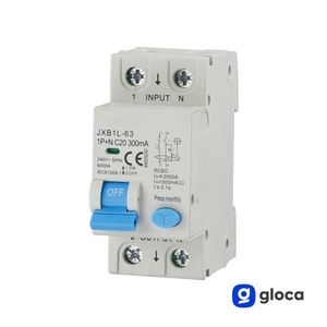 Disjoncteur Gloca Rcbo 1P+N 20A 300mA 220V Courbe C 6KA Montage modulaire - Product Image 2