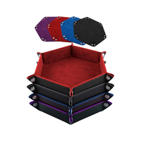 Plateau de roulement de dés hexagone pliable porte-dés en cuir PU pour jeux de dés comme RPG, MDN et autres jeux de table