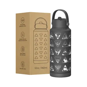 National Parks Bucket List Travel Water Bottle with Waterproof Stickers and Straw Engraved Logo Vacuum Sealed