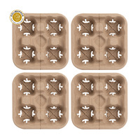 OOLIMA Eco Friendly 4 Tasses Boisson Pulp Carrier Jetable Clip-On Utilitaire Café Boisson Tasse Papier Pâte Fibre Titulaire Plateau