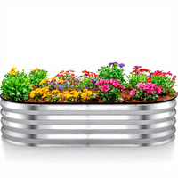 Bac à légumes surélevé en métal galvanisé robuste de 0,8 mm pour l'extérieur, pour légumes et fleurs, grand bac de jardin ovale