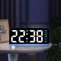 Horloge de bureau numérique LED innovante transfrontalière à grands caractères avec alarme, lumière d'ambiance, affichage de la date, calendrier perpétuel et design moderne