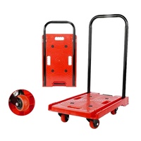 Chariot à plateforme compact en acier robuste de 200 kg, chariot à plateforme portable rétractable à quatre roues, chariot à bagages pliable, chariot à main, chariot