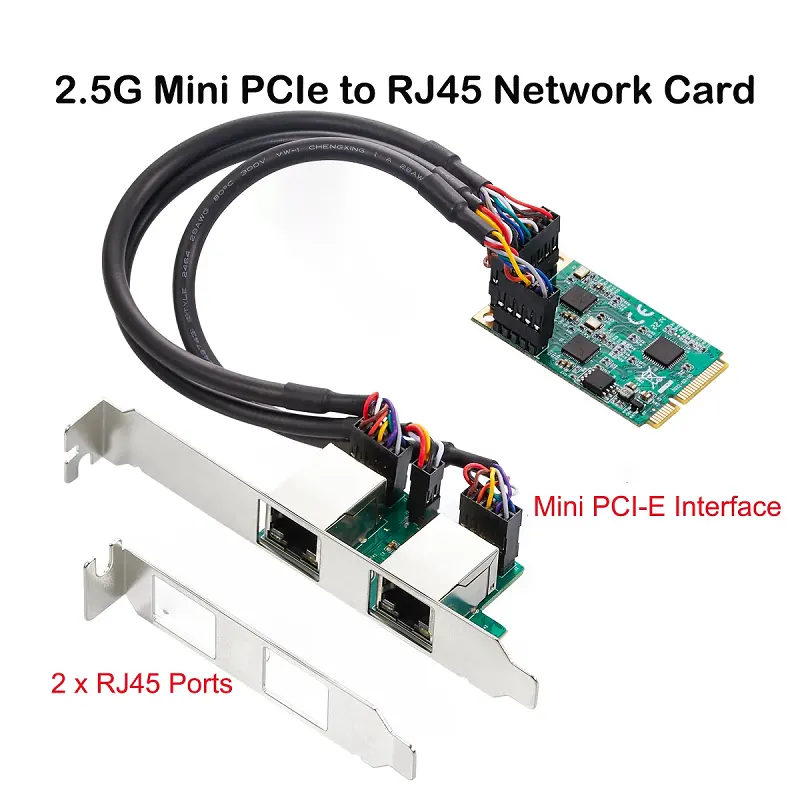 IO-MPE8125B-2GLAN 2.5G Mini Pcie Naar Rj45 Netwerkkaart Dual Poorten 2500Mbps Mini Pci Express Nic Lan Card IO-MPE8125B-2GLAN