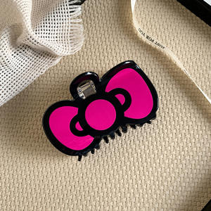 Nouvelle Pince à Cheveux Polyvalente en Acrylique Rouge avec Grand Nœud Papillon Style Dessin Animé - Product Image 3