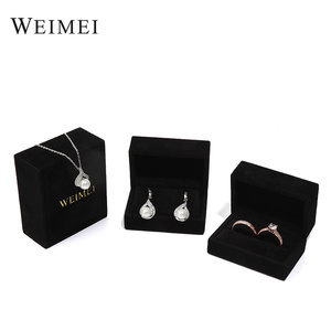 Luxury Engagement Wedding Ring Necklace Bracelet <b>Gift</b> Jewelry Packaging logo Black Velvet Jewelry <b>Boxes</b> - Product Image 4