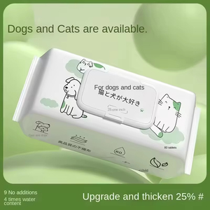 Lingettes humides nettoyantes pour animaux de compagnie, pour chats et chiens, lingettes spéciales pour les pattes et les yeux, sans rinçage, outil de toilettage, 80 lingettes - Product Image 5