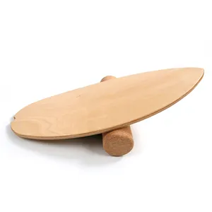 Wholesale Custom Stability Trainer Balance Board Surf With Cork Roller Gym Exercise Balance Trainer Wood Balance Board