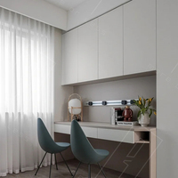 Bibliothèque en bois à panneaux plats avec bureau intégré, écologique, durable, multifonction, mobilier de bureau à domicile pour espaces compacts