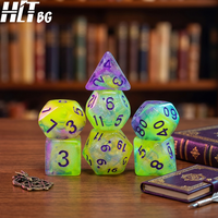 Set Dadu DND 7 Buah Dadu RPG Akrilik Polihedral Logo Kustom Dadu Sudut Persegi Grosir Produsen OEM