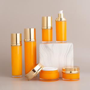 15ml 30ml 50ml 100ml 120ml 50g 30g Luxury Orange Double Wall Cosmetic Jar Packaging Airless Pump Bottles for Skincare
