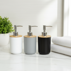 Distributeur de <span class=keywords><strong>savon</strong></span> <span class=keywords><strong>liquide</strong></span> en fibre de bambou écologique et moderne, décoratif pour salle de bain, 200 ml, pour la maison et la famille - Product Image 2