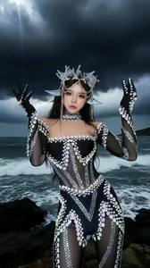 Combinaison sexy en résille transparente, style justaucorps, pour <span class=keywords><strong>danse</strong></span> du Xinjiang, Halloween, fête d'anniversaire, spectacle de chanteuse, Drag Queen, Pole Dance - Product Image 4