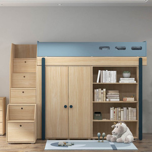 Экономия пространства красочная низкая кровать-чердак деревянная кровать с двумя кроватями с лестницей и ограждениями для детей - Product Image 4