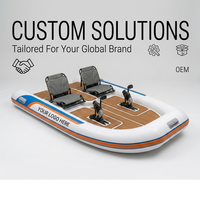 Bateau à pédales gonflable en PVC prêt à être expédié, plateforme flottante à double siège, catamaran à structure Drop Stitch