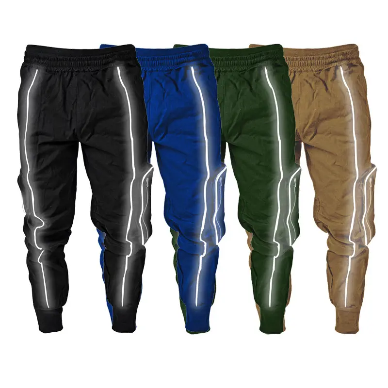 2022 Men's Pants & Trousers Mens Track Pants Reflective Casual Sports Multi-pocket Harem Hop Fashion Cargo Pants Streetwear