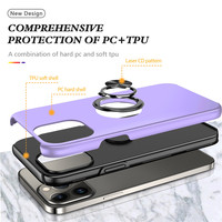 Coque de téléphone hybride antichoc en PC et TPU souple avec support anneau métallique rotatif à 360° pour iPhone 15 14 13 16 17 Pro Pro Max