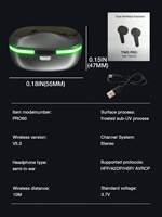Earbud TWS Semi-in-ear Pro 60 IPX4 Tahan Air dengan Indikator Baterai LED, Chipset JL untuk V5.4, Latensi Rendah untuk Gaming Nirkabel