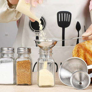 กรวยโลหะสำหรับเติมขวด สแตนเลส ชุดเล็ก 3 in 1 กรวยสำหรับขวดในครัว - Product Image 5