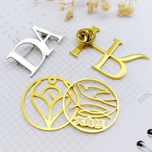 Personalized Custom Logo Metal Name Brand Safety Pin Hollow Out Gold Letter Brooch Pin Badge For Women