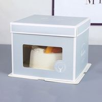 Vente en gros Boîte de papier rose design ronde, cylindre carré pour 10 à 12 pouces de haut gâteau au fromage avec fenêtre transparente