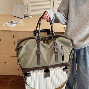 Retro Style Design Canvas <b>Tote</b> <b>Bag</b> Zipper Eco-Friendly Water-Resistant Unisex Fashion Large Capacity 20-35L Travel Backpack - Product Image 5