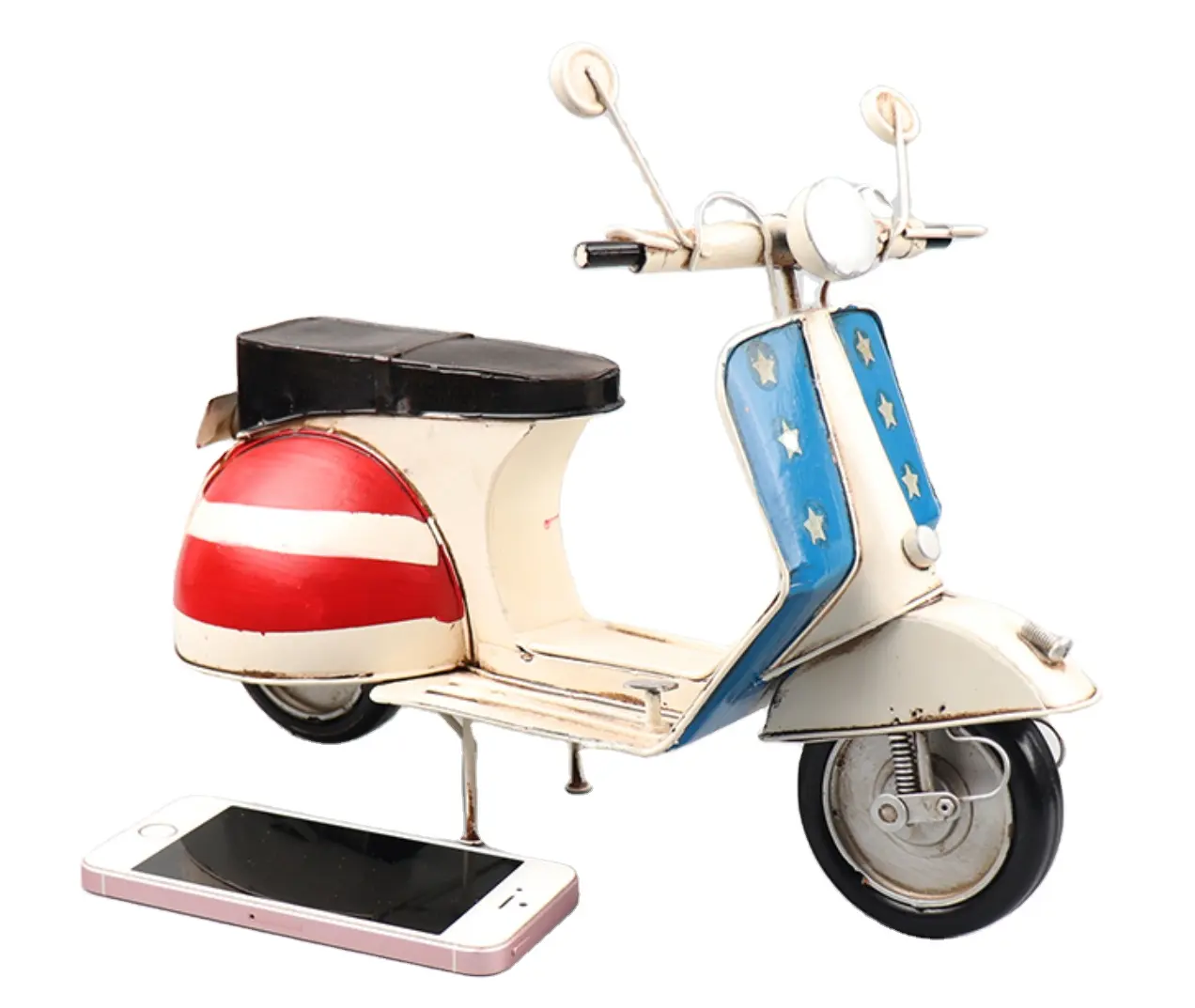 Hot Sell Classic Scooter Model Toy Vehicles Antique Home Office Decor Mini Vintage Handmade Craft Metal Model Motorcycle