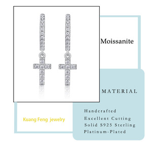ต่างหูห้อยอัญมณี0.37CTW แบบมินิมอลสำหรับผู้หญิงต่างหูห่วงชุบทองคำขาวชุบเงิน925ของขวัญเครื่องประดับทางศาสนา - Product Image 3