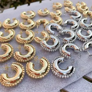 BD-C2705 Glossy hoop earring fantastic jewelry luxury women earring for party gold silver earring classic jewelry