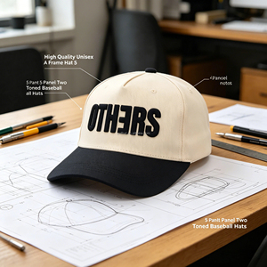 Casquettes de baseball structurées à 5 panneaux en sergé bicolore, promotion de marque OEM, vente en gros, broderie 3D en relief personnalisée, chapeau de sport - Product Image 1