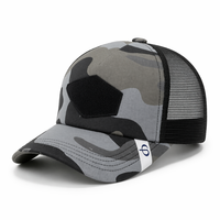Gorra Trucker de Camuflaje Personalizada con Panel de Parche de Velcro, Gorra Trucker Táctica con Visera Curva y Parte Trasera de Malla
