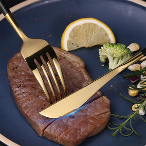 Cuchara de acero inoxidable de <span class=keywords><strong>Portugal</strong></span> de alta calidad, tenedor y cuchillo, juego de cubiertos de oro a granel - Product Image 2