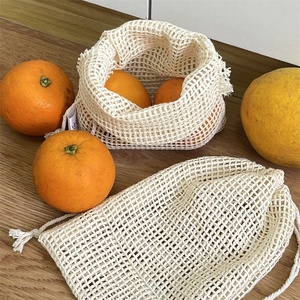 Bolsa de malla de algodón personalizada Chuanghua con cordón, bolsa para almacenamiento de frutas, marca tejida personalizada - Product Image 1