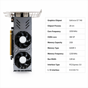 Nouvelle carte graphique pour PC de bureau Quad H-D-M-I 2 Go GDDR5 PCI 3.0 avec ventilateur, GeForce 740, 4 ports H-D-M-I, prend en charge plusieurs écrans - Product Image 1