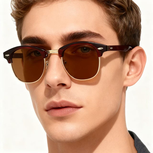 2025 nuovo nero retrò stile europeo americano mezza personalità acqua Design polarizzato in metallo PC per gli uomini donne <span class=keywords><strong>occhiali</strong></span> <span class=keywords><strong>da</strong></span> <span class=keywords><strong>sole</strong></span> - Product Image 1