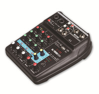 Mini-mixeur numérique USB 4 canaux avec alimentation fantôme 48V, en plastique noir, pour studio et diffusion en direct