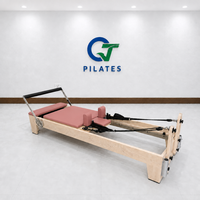 Mesin Pilates Reformer Kayu Maple Solid Dusty Rose untuk Pemulihan Pasca Melahirkan, Kebugaran Wanita, dan Kelas Studio Boutique