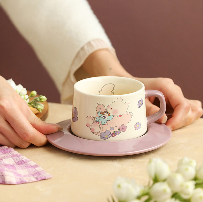 Stapelbare Cartoon-Tasse Mit Kaninchen – Süß, Keramik & Spülmaschinengeeignet