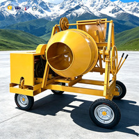 Bétonnière portable professionnelle à moteur diesel, 4 roues, remorquable, pour projets de construction