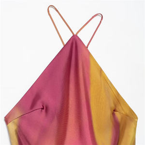 SHENZHU 2024 all'inizio dell'autunno abito da donna nuovo con stampa Tie-Dye scollo all'americana allacciato senza schienale abito lungo dolce modello n. 8505157 8690161 - Product Image 3