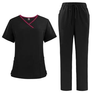 Produttore di moda femminile da infermiera ospedaliera uniforme a manica corta cappotto da medico opaco scrub Logo personalizzato <span class=keywords><strong>per</strong></span> <span class=keywords><strong>lavoro</strong></span> medico - Product Image 3