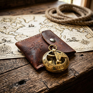 Boussole solaire en laiton ALFA NAUTICAL avec étui en cuir, porte-clés de poche, cadran analogique, taille standard, affichage portable pour la randonnée en extérieur AN52 - Product Image 4